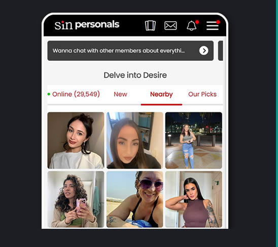 screenshot of the Sin Personals app