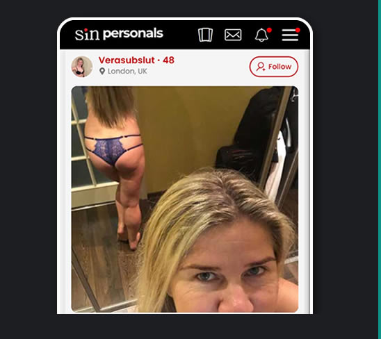 screenshot of the Sin Personals sex finder app